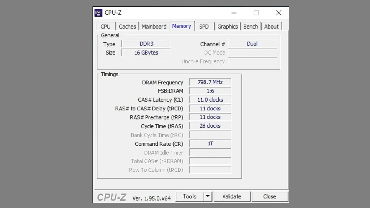 CPU-Z Memory情報(16GB)